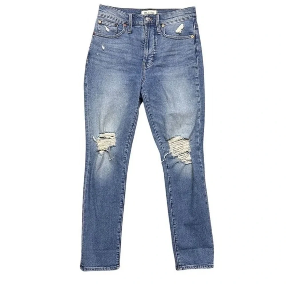 Madewell Women's Perfect Vintage Jean Size 25 Blue‎ Distressed Denim High Rise